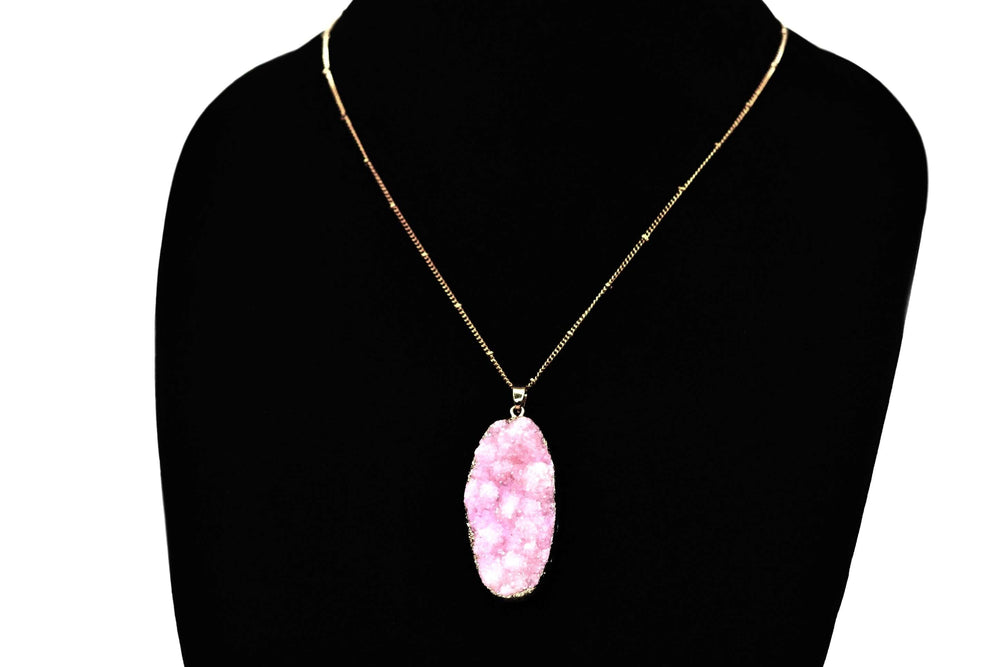 BLUSH QUARTZ DROP NECKLACE