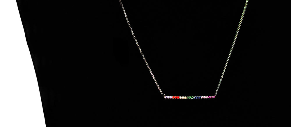 GEMSTONE RAINBOW BAR NECKLACE